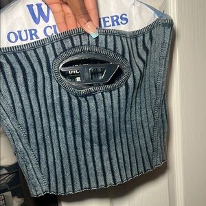 Diesel Denim Ribbed Corset Top
